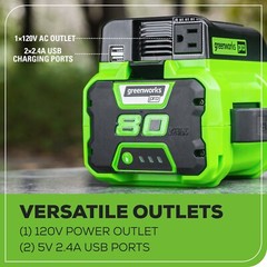 Greenworks 80V Battery Powered 300 Watt Power Inverter (Output: 120V AC, USB DC)