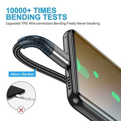 USB to USB C Cable,3Pack Premium Nylon Braided Fast Charging,3A Rapid 10ft Grey