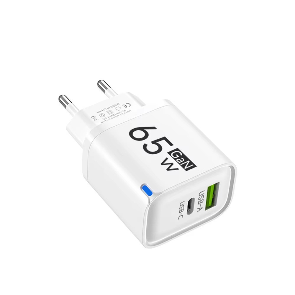 65W GaN USB Charger – Quick Charge 3.0, Type-C Fast Charging Travel Plug