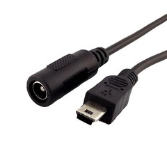 Mini USB 5 Pin Male to 5.5 x 2.1mm Female Jack DC Power Supply Connector Cable