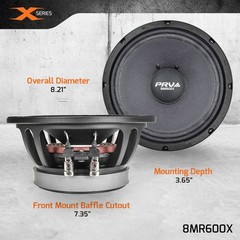 2x PRV Audio 8MR600X PRO Audio Midrange 8″ Speakers 600w 8 Ohms 98dB X Series