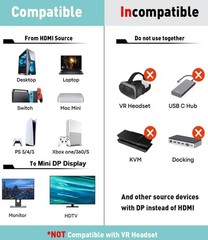 HDMI to Mini DisplayPort Adapter 4k-60Hz Male to Female Converter – for PC +2.0