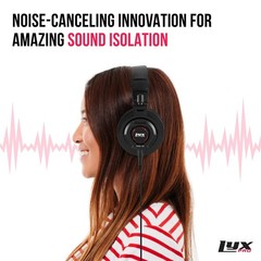 LyxPro HAS-30 Noise-Canceling DJ Headphones, Over-Ear Studio Headphones, Black