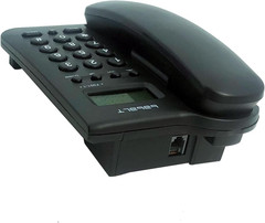 Corded Landline Phone with LCD Caller ID Black Basic Desk Wall Mountable for