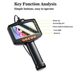 2/5/10m LED Handheld Industrial Endoscope 8mm Borescope Inspection Snake Camera