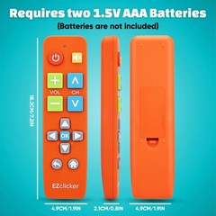 EZclicker Big Button Universal TV Remote (Orange) Simple Easy to Use, Orange