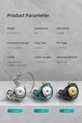 Kz Edx Pro Earphones Dynamic in Ear Monitor Hifi Wired Headphones Bass Stereo Ga