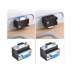SVGA VGA D-Sub 15 Pin Male To Female 90° Right Angle Adapter Monitor Connector