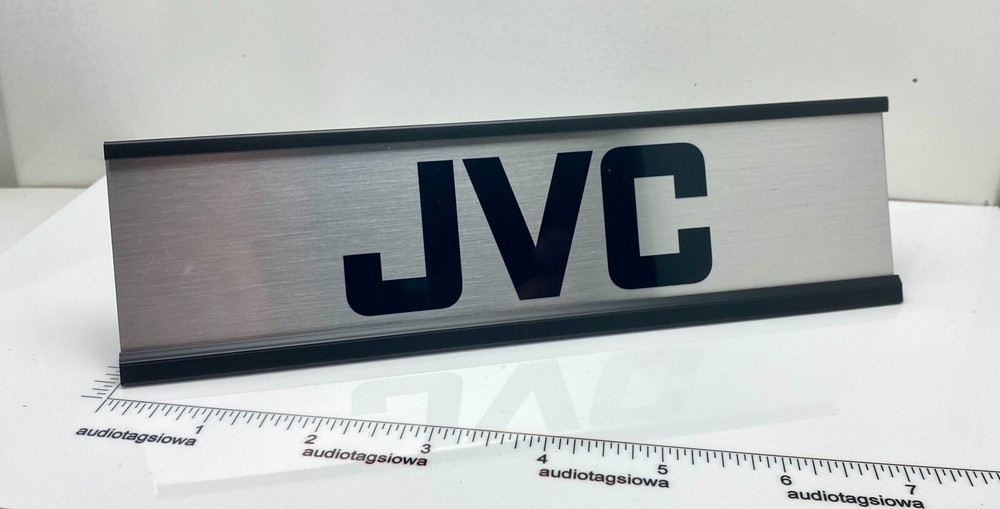 JVC Stereo Desk Sign – Custom Silver Aluminum
