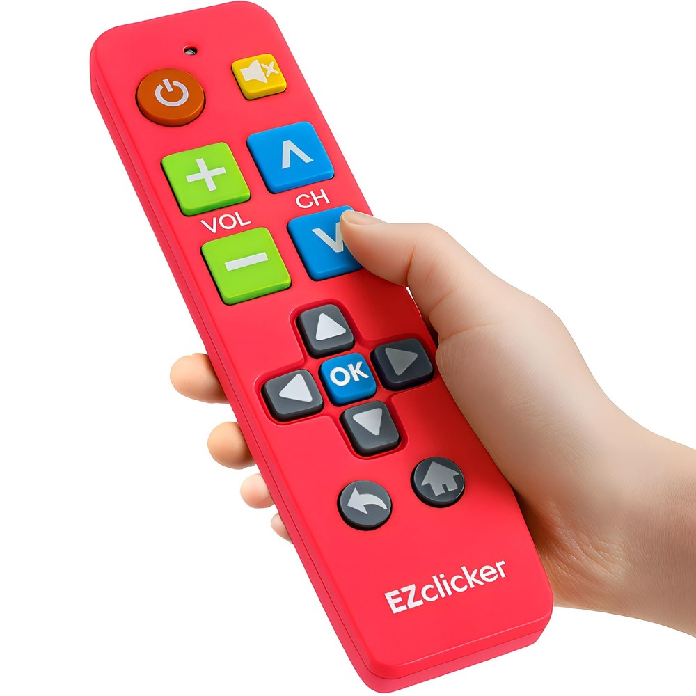 EZclicker Big Button Universal TV Remote (Pink) Simple Easy to Use, Pink