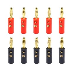 10Pcs Gold Plated Banana Plugs Audio Jack Speaker Wire Cable Screw Connector 4mm