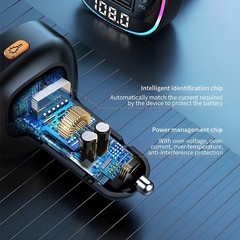 Bluetooth 5.0 Car FM Transmitter Adapter, Hands-Free, USB Charger, AUX Audio US