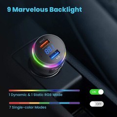 Bluetooth 5.0 Car Wireless FM Transmitter Adapter 2USB QC3.0 Charger Hands-Free