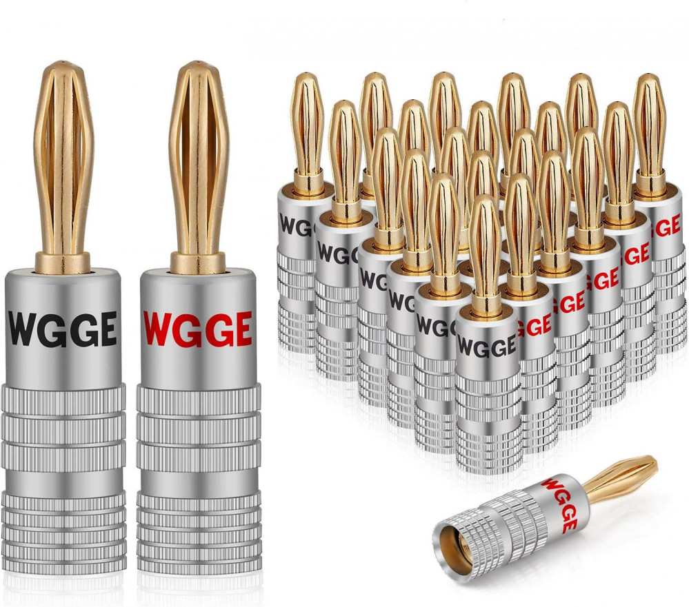 WGGE WG-009 Banana Plugs Audio Jack Connector 12 Pairs / 24 12 Pairs, Silver