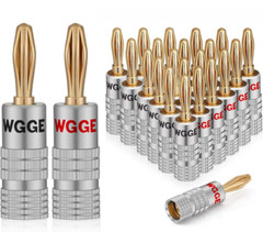 WGGE WG-009 Banana Plugs Audio Jack Connector 12 Pairs / 24 12 Pairs, Silver