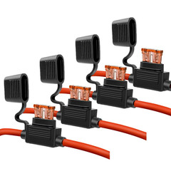 10 Gauge Fuse Holder – 10 AWG Inline Fuse Holder with 40 AMP ATC Blade Fuses (4P