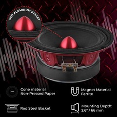 DS18 PRO-X6.4BM 6.5″ Car Speaker with Bullet 250 Watts RMS 500 Watts MAX