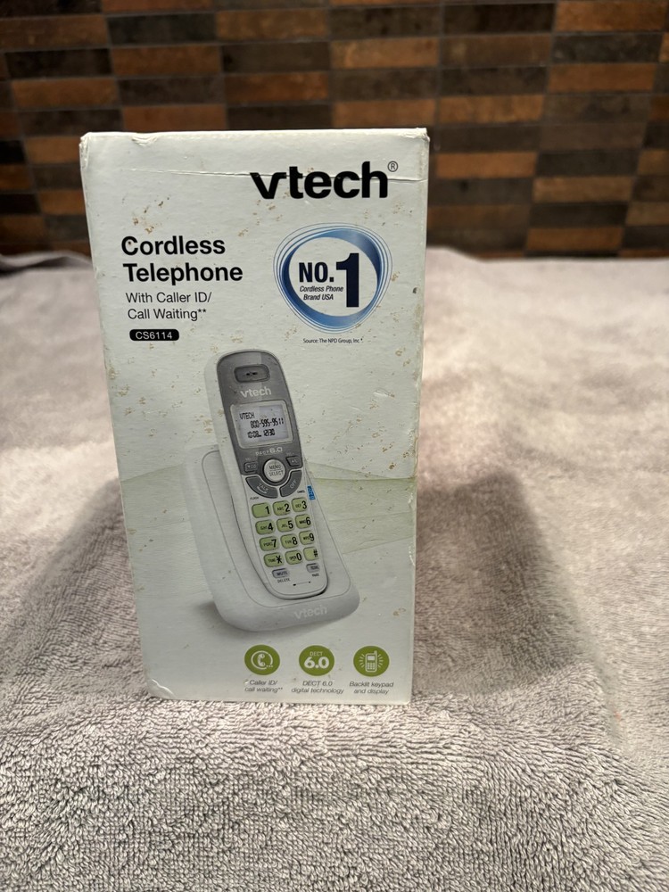 VTech CS6114 DECT 6.0 Cordless Phone White/Grey, Caller ID/Call Waiting NEW