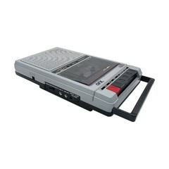 Silver QFX RETRO-40 Shoebox Cassette Tape Recorder +AUX/USB +Built-In Mic