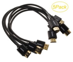 5-Pack 1 ft. High-Speed HDMI w/ Ethernet Cable – 4K/60Hz 4:4:4 format, HDR