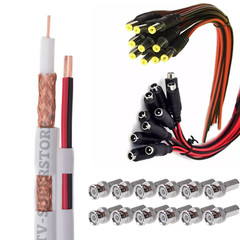 250ft/500/1000FT RG59 Siamese Cable 18/2 20AWG CCTV Connector Pigtail White Kit