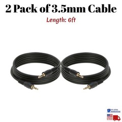 2 Pack of 6FT AUX 3.5mm Cable Male to Male Auxiliary Audio Car Headphone iPhone