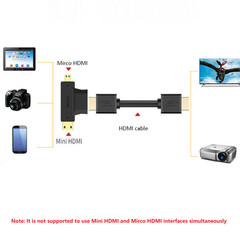 2 In 1 HDMI Female To Micro/Mini HDMI-Compatible Male Adapter Converter 1080P