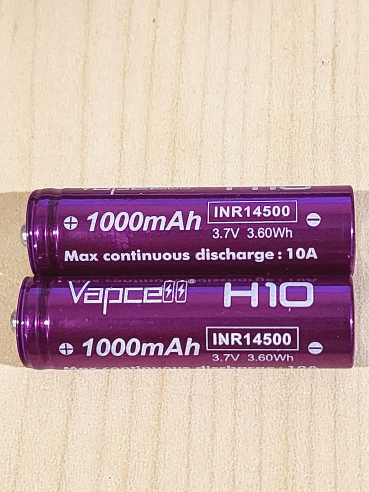2 VC IMR 14500 Li-Mn 1000mAh HIGH DRAIN Rechargeable Battery 3.7V -BUTTON TOP