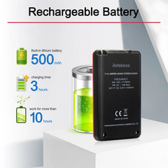 Retekess V112 Portable Pocket FM/AM Radio Mini Size Digital Rechargeable Walking