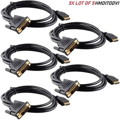 5x HDMI to DVI-D Monitor Display Adapter Cable HD HDTV 6FT (5-Pack)