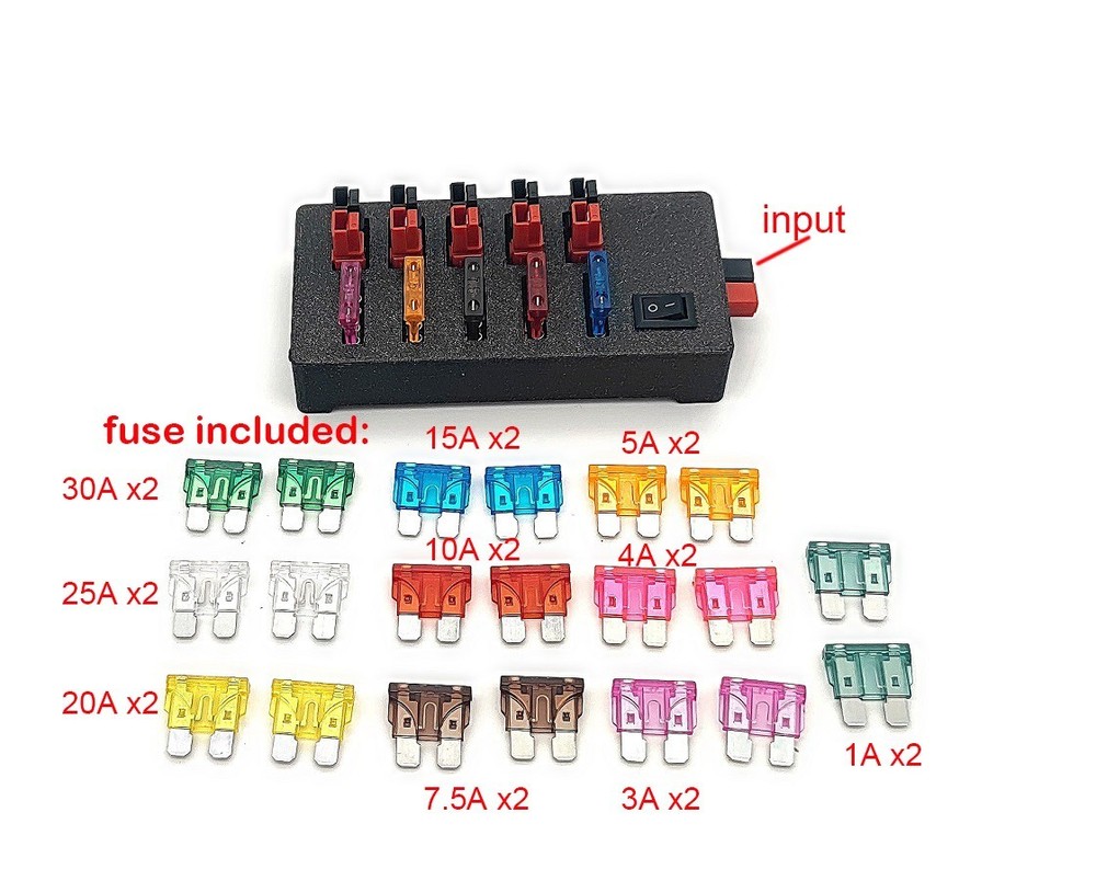 6 way Fused DC power splitter distribution fits Anderson Powerpole connector