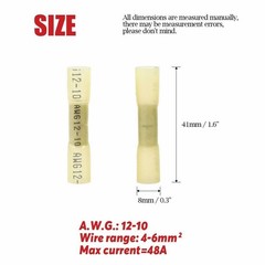 200-500X Yellow Heat Shrink Butt Wire Connectors Crimp Terminals AWG 12-10 Gauge