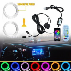 LED Neon Light Trim Glow Optic Fiber Strip Car Interior Ambient Lighting Kit.APP