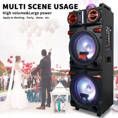 Dual 10″ Subwoofer Bluetooth Speaker 9000W Rechargable Party w/LED FM Karaok DJ