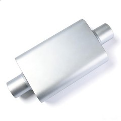 Universal 2.25″ Dual Chamber Exhaust Muffler – 17″ Overall 2.25 Inch Silver