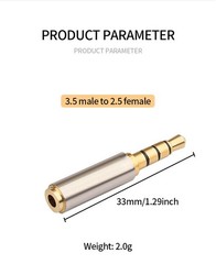 2.5mm 3.5mm Audio Jack Adapter Converter Gold Plated Headphone Mic Stereo Plug