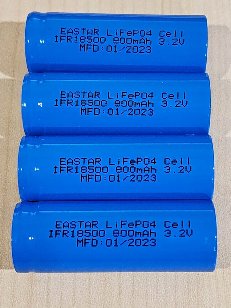 4 x IFR18500 3.2v LiFePO4 RECHARGEABLE BATTERY solar lights FLAT TOP MFG 01/2023