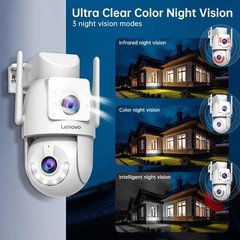 Lenovo 4K Dual Lens PTZ Security Camera WiFi 5G Outdoor Auto Tracking IP66 Gift