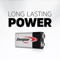 Energizer MAX 9V Batteries (2 Pack), 9 Volt Alkaline Batteries
