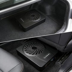 Under Seat Powered Subwoofer 1200W 2.6″ Slim Aluminum Alloy Body DSP 48 Band EQ