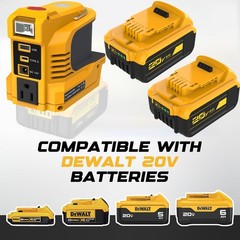 2 Pack For DeWalt 20V Max 5.0AH Lithium Ion Battery DCB205 + 220W Power Inverter