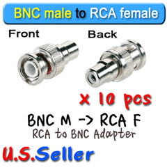 10 lot pack BNC Male to RCA Female Adapter 10 pcs CCTV Connector Accessory