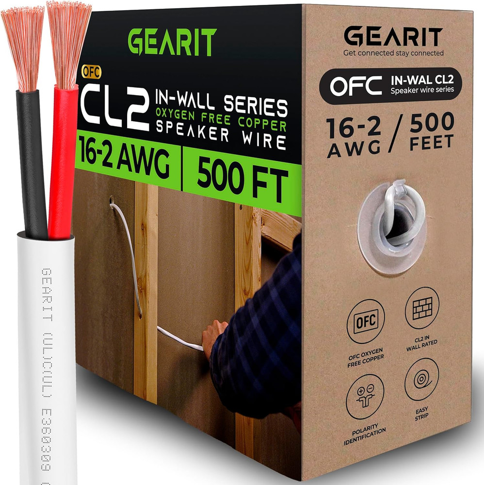 In-Wall Speaker Wire OFC 2X1.5Mm≤ (152.4 Meters – White) Oxygen-Free Copper – Hi