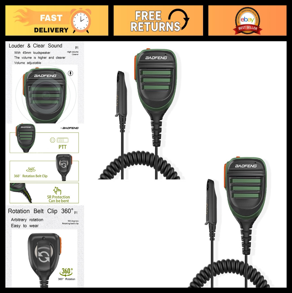 2 Pack Waterproof Ham Radio Dual PTT Mic for GMRS UV-9R Plus & More – Remote Sho