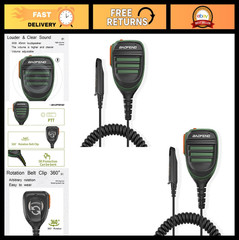2 Pack Waterproof Ham Radio Dual PTT Mic for GMRS UV-9R Plus & More – Remote Sho