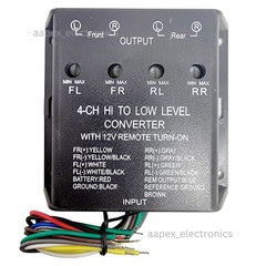 4-Channel Speaker to RCA Level Output Converter with 12V Remote Turn On LOC4
