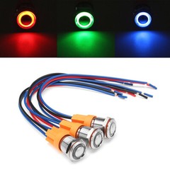 DOMED LED ON/OFF Stainless Steel Push Button Switch w/Harness