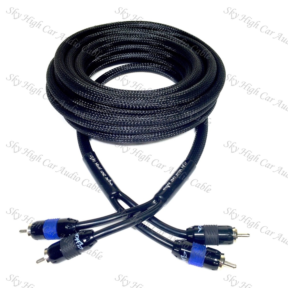 Sky High Car Audio 18 ft 2 Channel PREMIUM RCA Cable Nylon Copper Braided 6 M