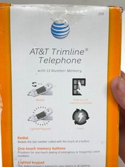 AT&T Trimline 210 Corded Telephone White Lighted Keypad 13 Number Memory