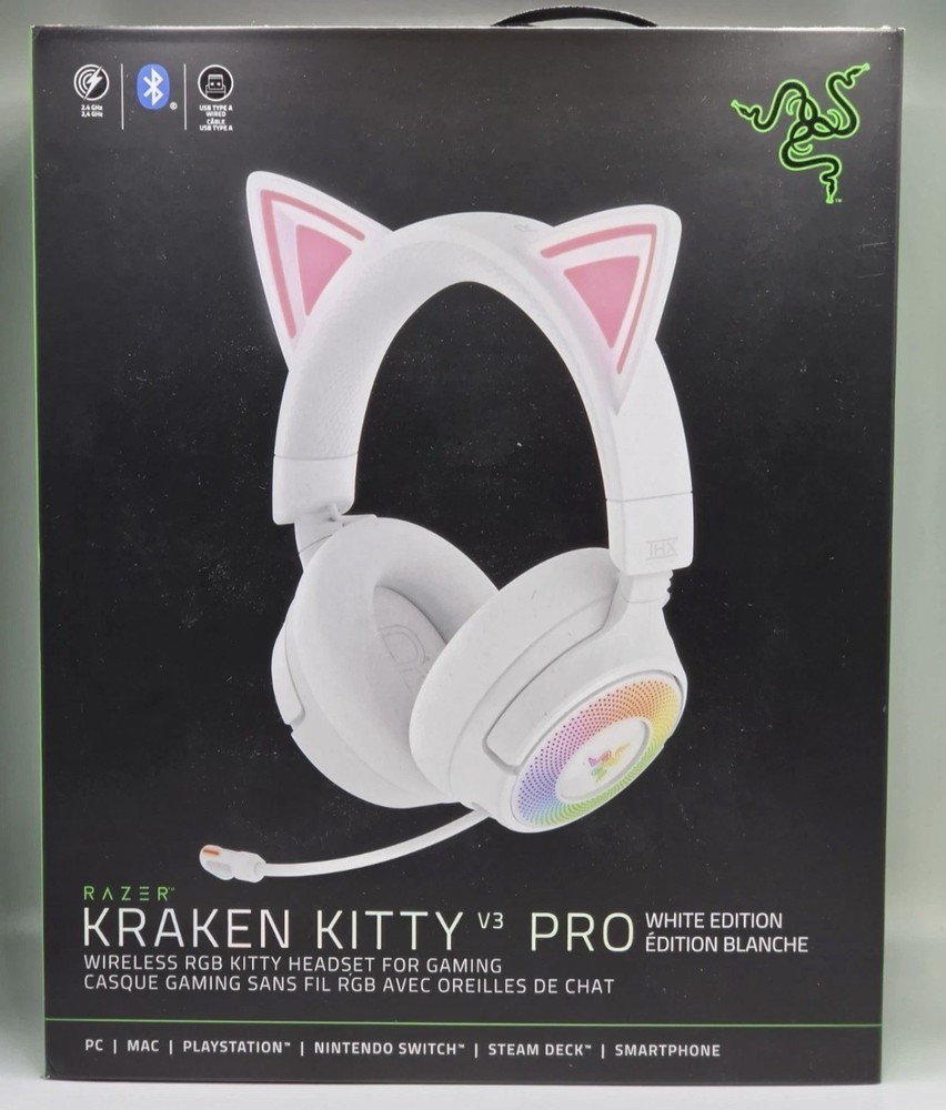 Razer Kraken Kitty V3 Pro Wireless Gaming Headset Mercury White RGB Bluetooth